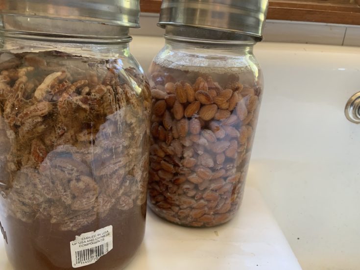 Nuts soaking in a jar